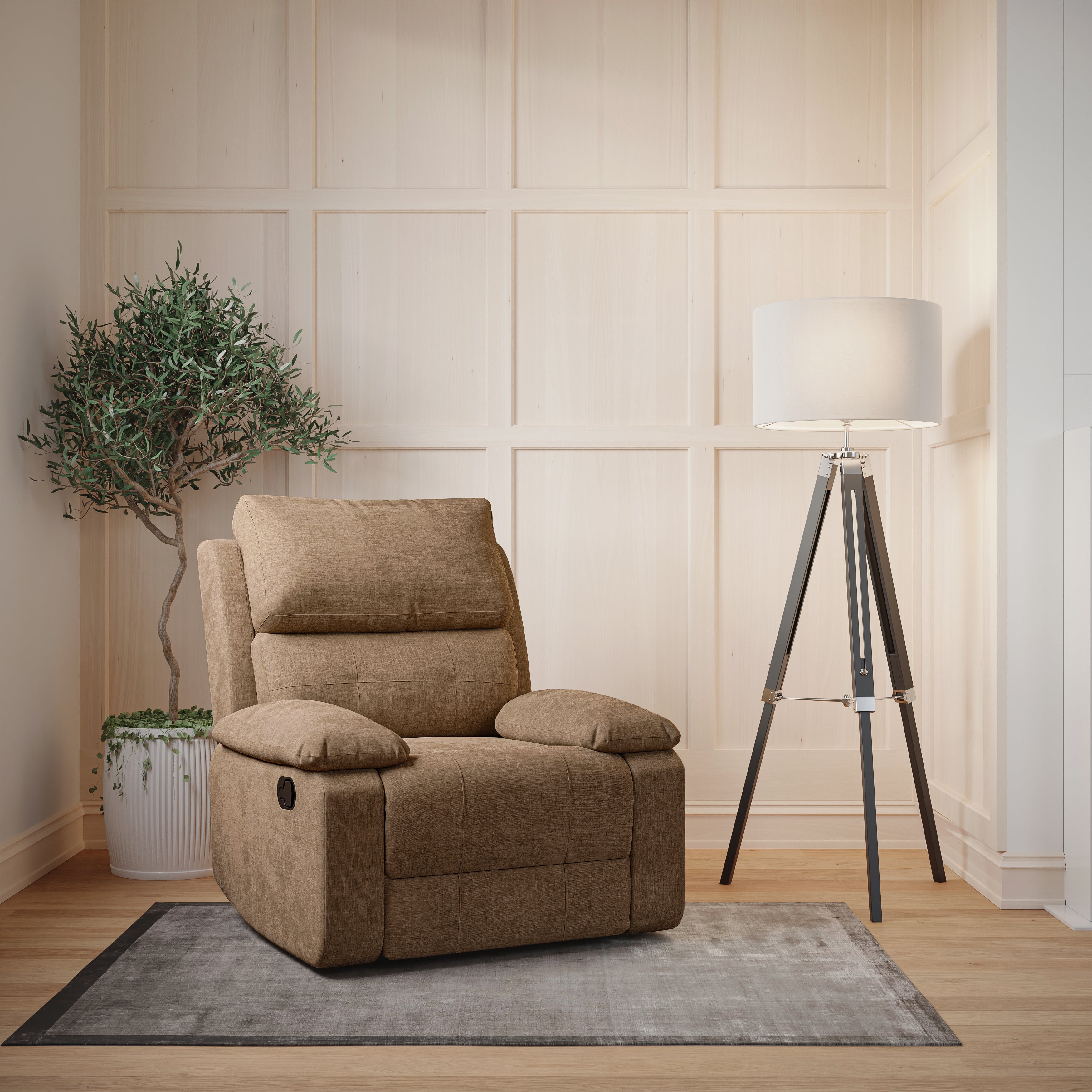Manual Sofa Recliner (Waffle Beige)