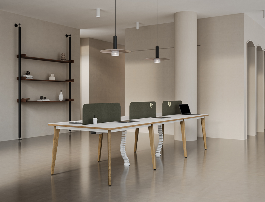 Orbis Linear 6 Person Workstation (with Wooden Base)