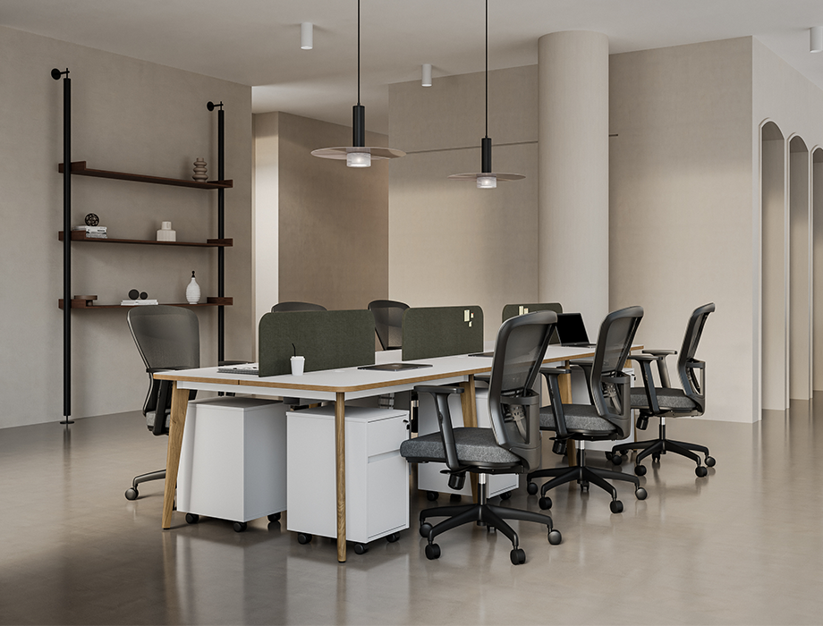 Orbis Linear 6 Person Workstation (with Wooden Base)