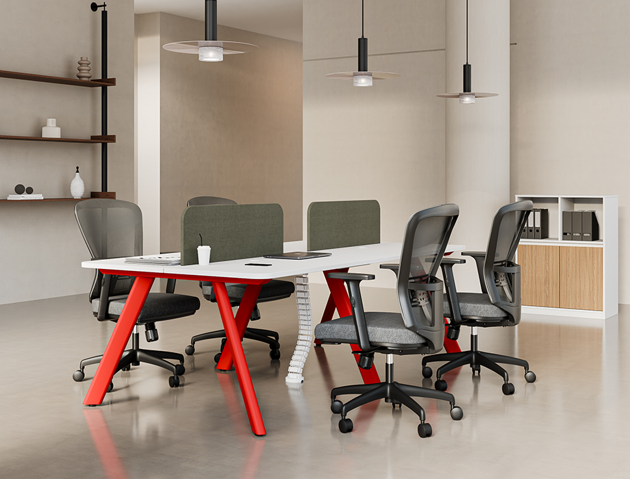 Orwell Linear 4 Person Workstation (with Metal Base)