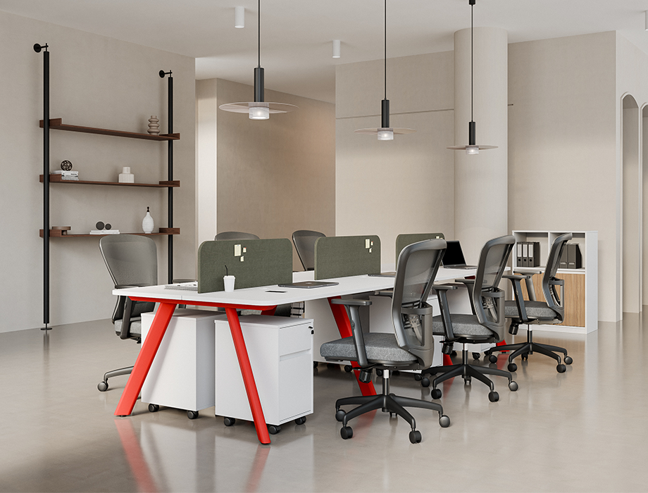 Orwell Linear 6 Persons Workstation (with Metal Base)