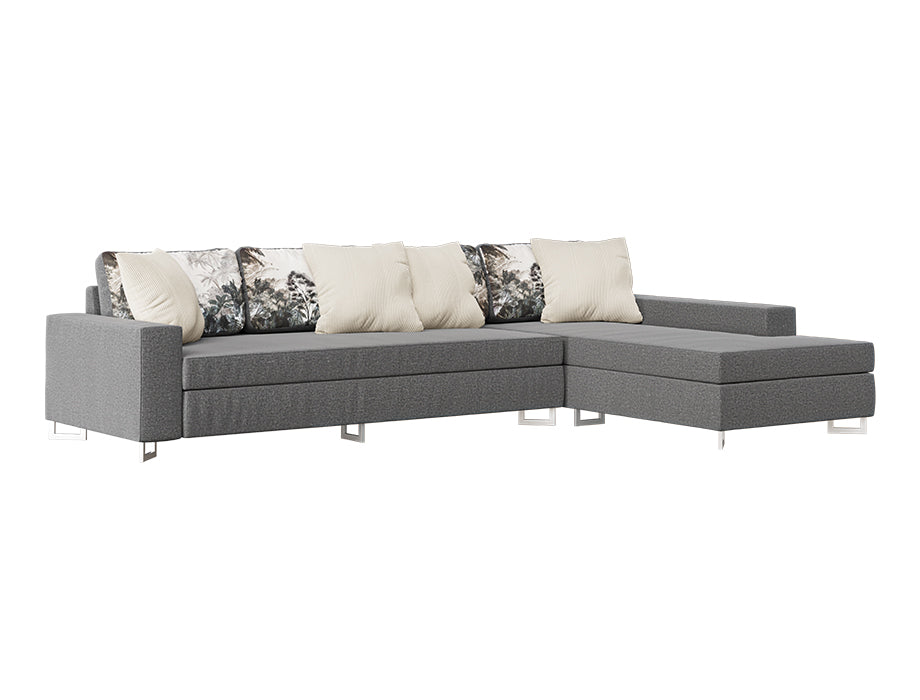 Sofa Prodotti Right (Mid Grey With Digital Print And Off White Cushions)