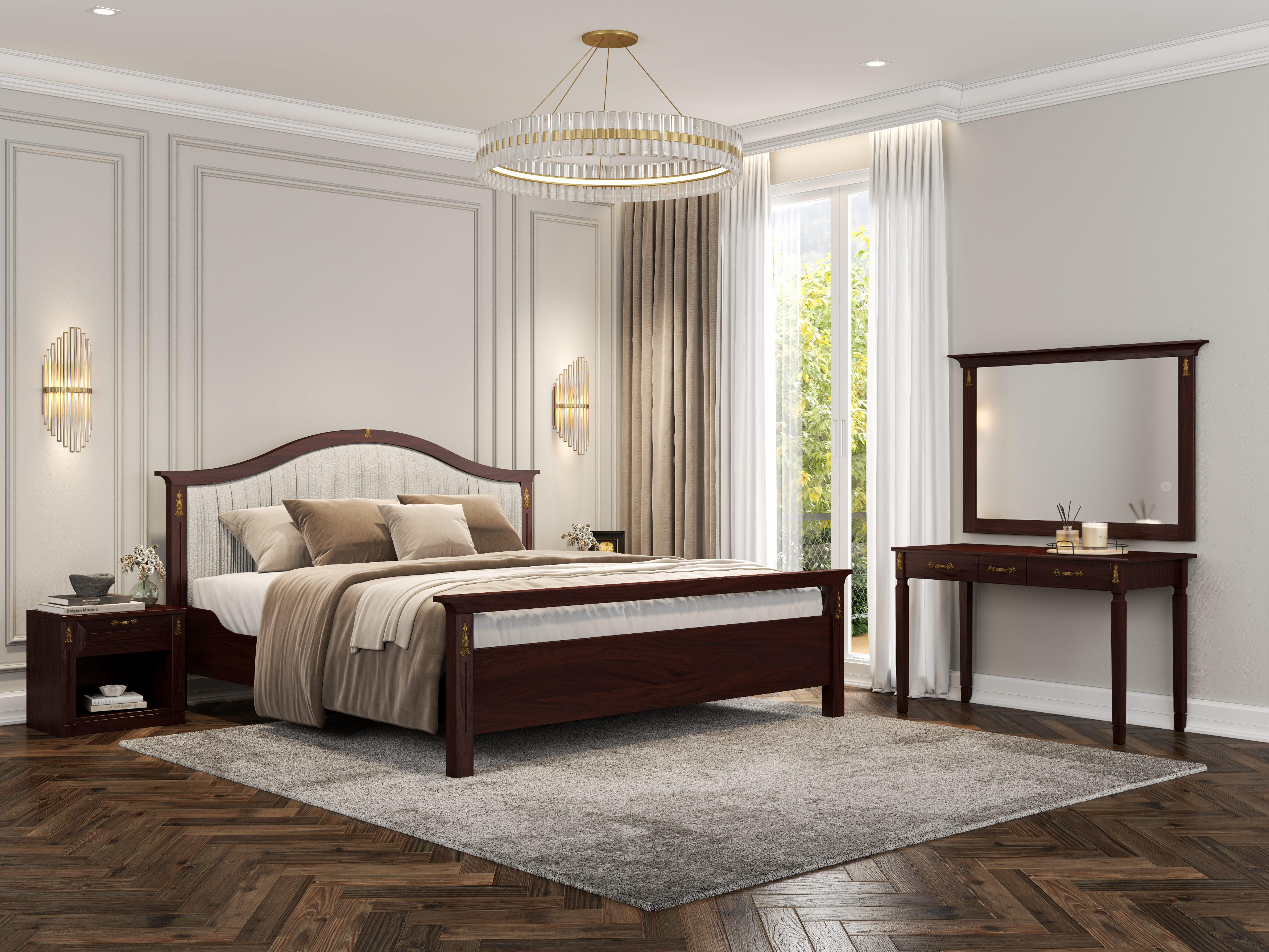 Sienna King Size Bed (Off-White Headboard)