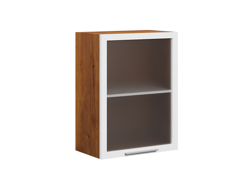 Fresco Glass Cabinet Wall Mounted in Teak and White Colour